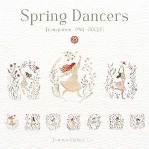Imágenes Prediseñadas de bailarinas de primavera, imágenes prediseñadas de niñas de flores, sublimación de mujeres florales, gráficos serenos, hadas lindas, artesanía de hadas DIY, imágenes de niñas de primavera
