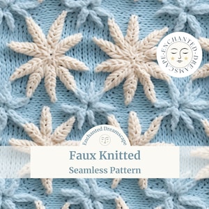 Faux Knit seamless pattern, Snowflakes seamless file for fabric printing, Christmas crochet pattern, Winter digital seamless file