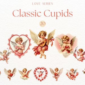 Classic Cupid Illustrations Clipart, Vintage Valentines Clipart, Love Sublimation, Valentines Day Cupids, Retro Matchmaker Graphics, PNG