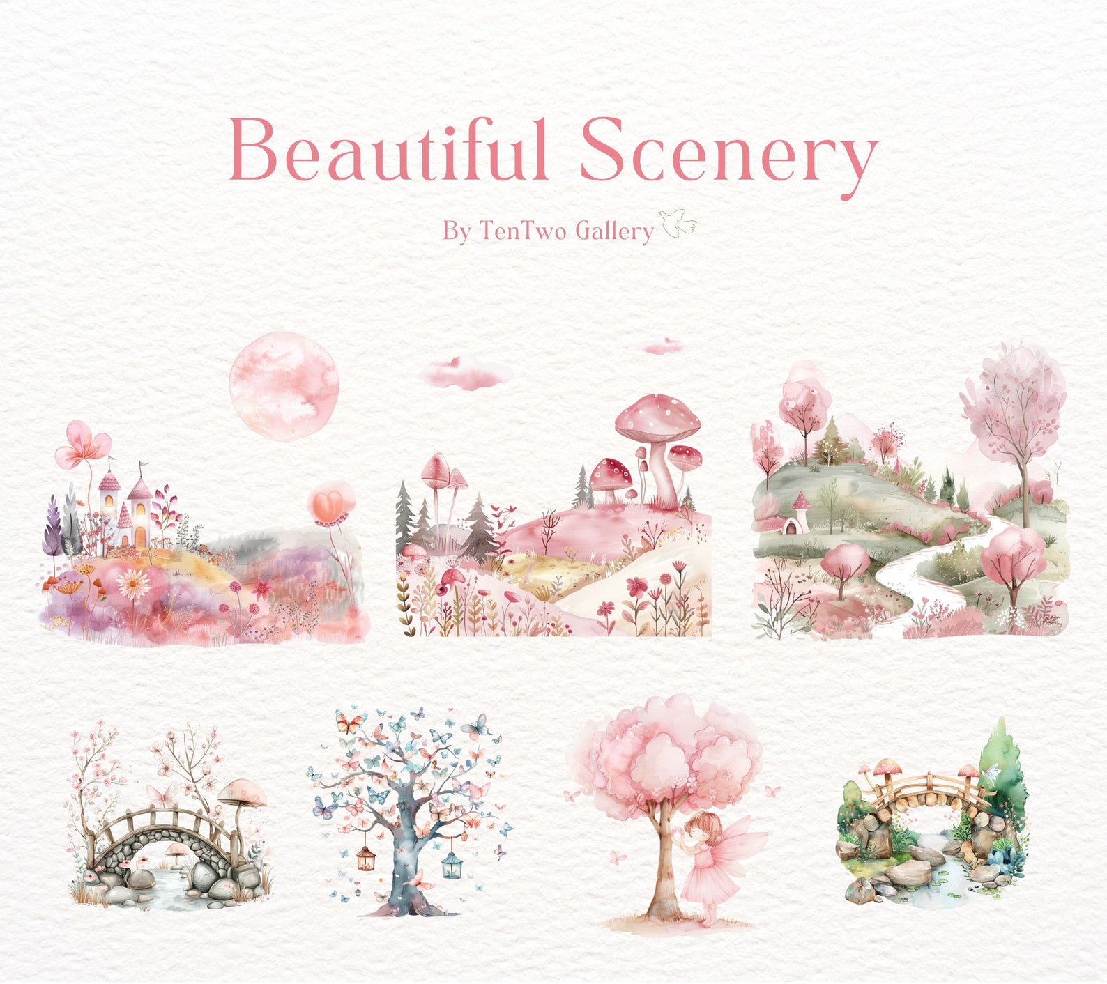 Watercolor Fairy Clipart, Pink Fairy PNG, Fairy Garden, Mushroom ...