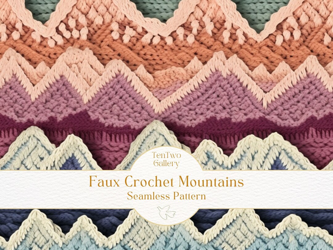Mountain Ridge Pattern Mountain Ridge Faux Crochet Seamless Pattern, Mountain Landscape ...