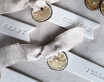 Personalized Clay Place Card with Dehydrated Lime: Wedding Name Plate
