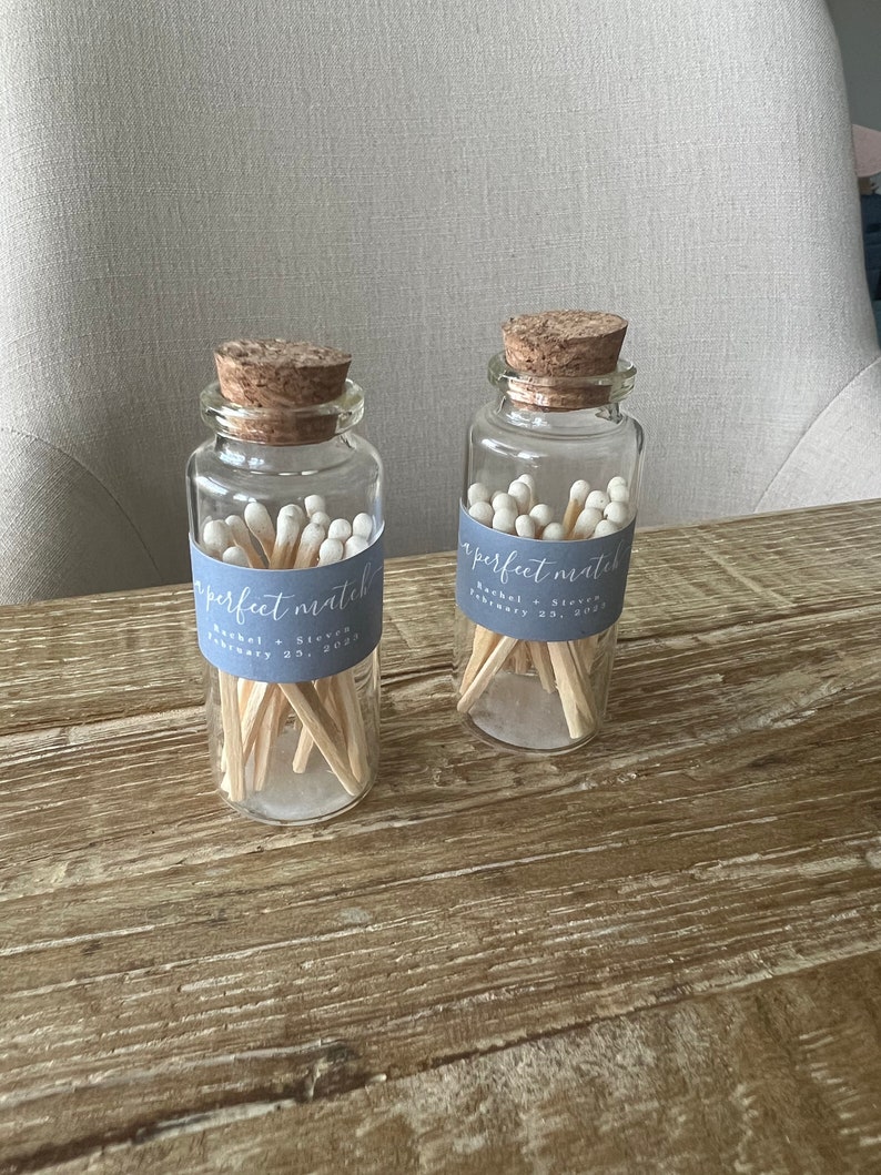 The Perfect Match Wedding Favor Personalized Glass Match Bottle Bridal Shower Favors Wedding Favors for Guests in Bulk image 4