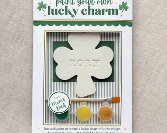 Personalized Lucky Charm Magnet: Paintable Kids St. Patrick's Day Craft Gift