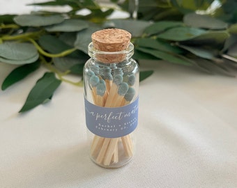 The Perfect Match Wedding Favor | Personalized Glass Match Bottle | Bridal Shower Favors | Wedding Favors for Guests in Bulk