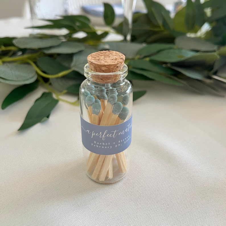 The Perfect Match Wedding Favor Personalized Glass Match Bottle Bridal Shower Favors Wedding Favors for Guests in Bulk image 1