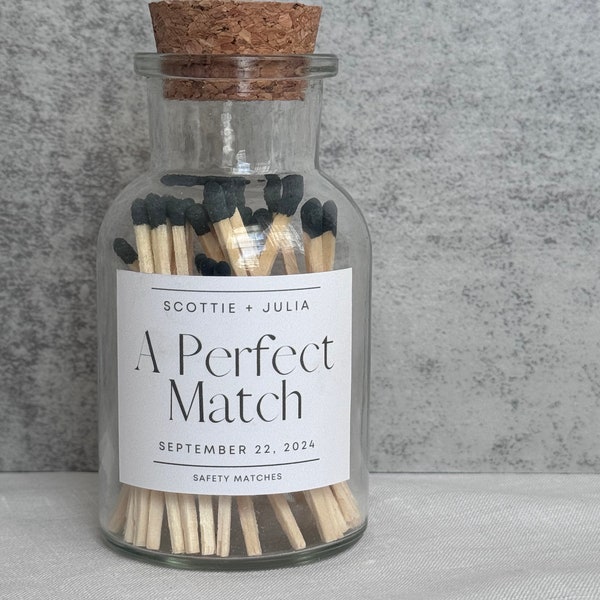 The Perfect Match Wedding Glass Match Bottle | Personalized Gift | Engagement Gift for couple unique | Engagement Gift for her