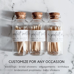 Personalized Wedding Match Bottles: Glass Favor Jars, Bulk Available