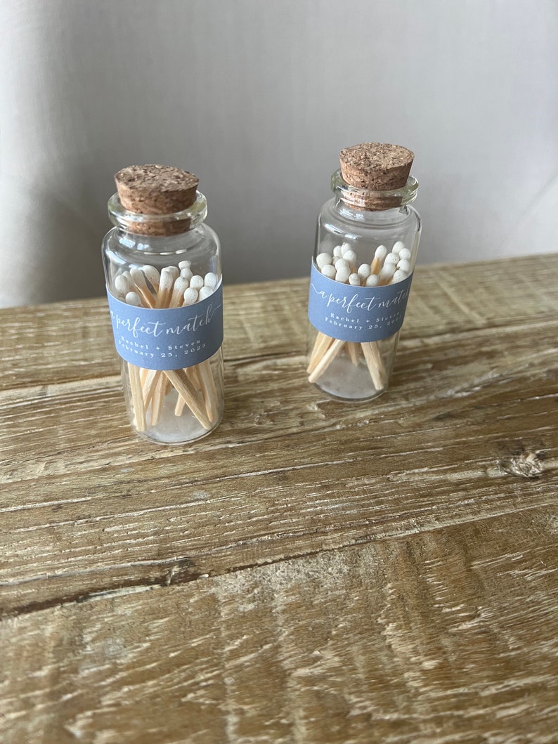 The Perfect Match Wedding Favor Personalized Glass Match Bottle Bridal Shower Favors Wedding Favors for Guests in Bulk image 5
