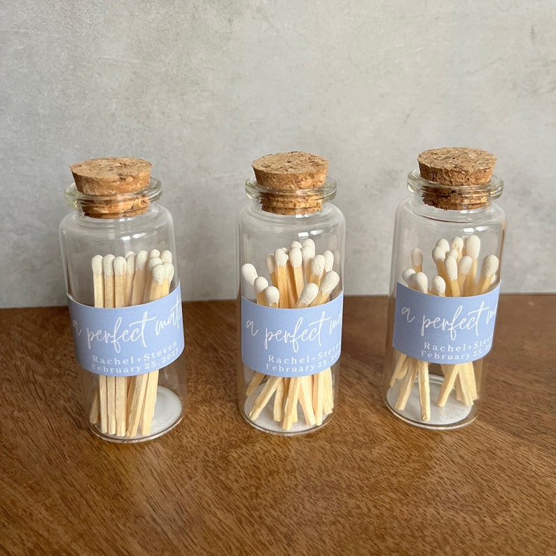 The Perfect Match Wedding Favor Personalized Glass Match Bottle Bridal Shower Favors Wedding Favors for Guests in Bulk image 3