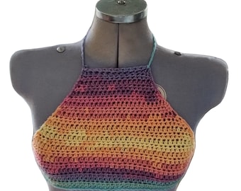 Summery Festival Rave Style Halter Neck Crop Top, Rave Fashion, Festival Fashion, Halter, Rave Wear, Womens Clothes, Rave/Festival Outfit