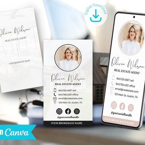 Cartão de visita digital e pacote de cartão de visita vertical | Marketing Imobiliário | Negócios imobiliários modernos | Empreendedor | Modelo de tela
