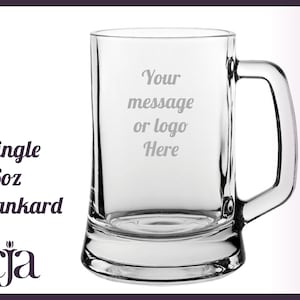Engraved 16oz Glass Tankard Personalised