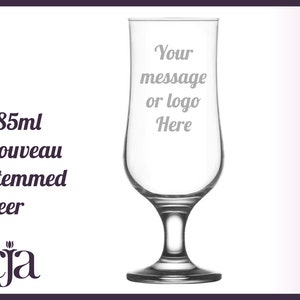 Personalised Engraved Euro-Style Stemmed Beer Glass: 385ml