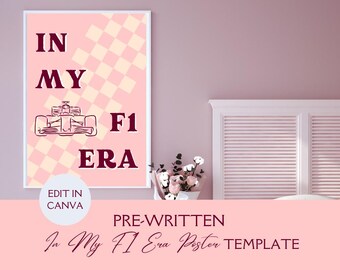 In My F1 Era Digital Poster | Formula 1 Wall Art | Motorsport Aesthetic Print | Pink Racing Decor | Digital Download