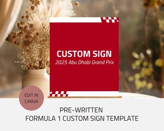 Customizable Formula 1 Themed Digital Sign for Instant Download - High Resolution Racing Decor for F1 Watch Parties