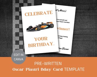 Personalised Oscar Piastri McLaren Formula 1 Birthday Card | F1 Racing Car Card | Formula One Gift | Motorsport Fan Card