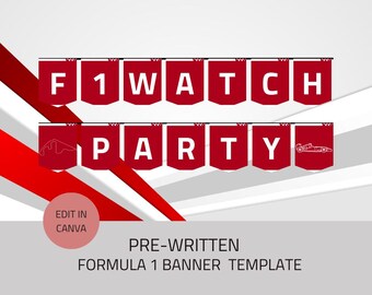 Customizable Formula 1 Watch Party Bunting | Printable Wall Banner for Grand Prix Viewing | Instant Download Digital Decor