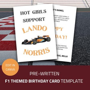 Cartão de aniversário de Lando Norris | Download digital | Presente de fã de corrida de F1 | Cartões engraçados | Presente de Fórmula 1 | Aniversário de F1 | Cartão de corrida de motor
