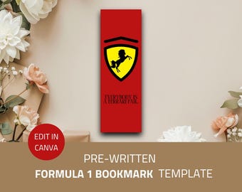 F1 Themed Ferrari Bookmark | It's Lights Out | Formula 1 Bookmark | Racing Gift | F1 Stocking Filler | Motorsport Book Accessory