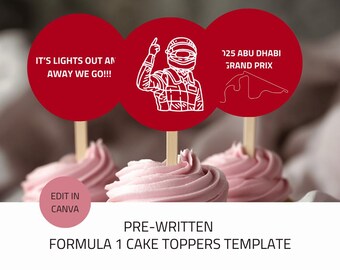 Digital Formula 1 Cake Toppers | Customizable F1 Watch Party Decor | Printable Instant Download | High-Resolution Graphics for Racing Fans