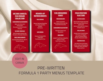 Customizable Formula 1 Watch Party Menus | Digital & Printable | Instant Download | Race Car Theme | Personalize with Your Event