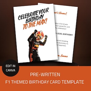 Max Verstappen Geburtstagskarte | Digitaler Download | F1 Racing Fan Geschenk | Lustige Karten | Formel 1 Geschenk | F1 Geburtstag | Rennsport Karte