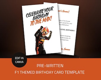 Max Verstappen Birthday Card | Digital Download | F1 Racing Fan Gift | Funny Cards | Formula 1 Gift | F1 Birthday | Motor Racing Card