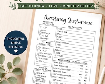 Ministering Questionnaire Printable | LDS Relief Society Ministering Sheet | RS Presidency Tool