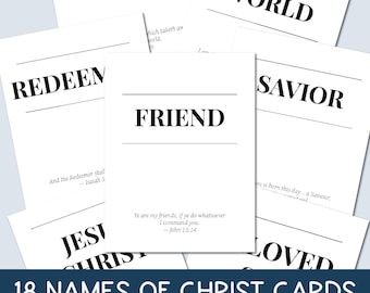 Tarjetas de las Escrituras de los Nombres de Cristo para imprimir / Tarjetas de estudio de las Escrituras SUD / Devocional de Jesucristo / Tarjetas de las Escrituras cristianas / 4x6 y 3x4