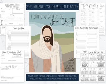 Young Women Planner 2024 for Class Presidency | Young Women Binder 2024 | Printable YW Binder | YW Theme - I am a disciple of Jesus Christ