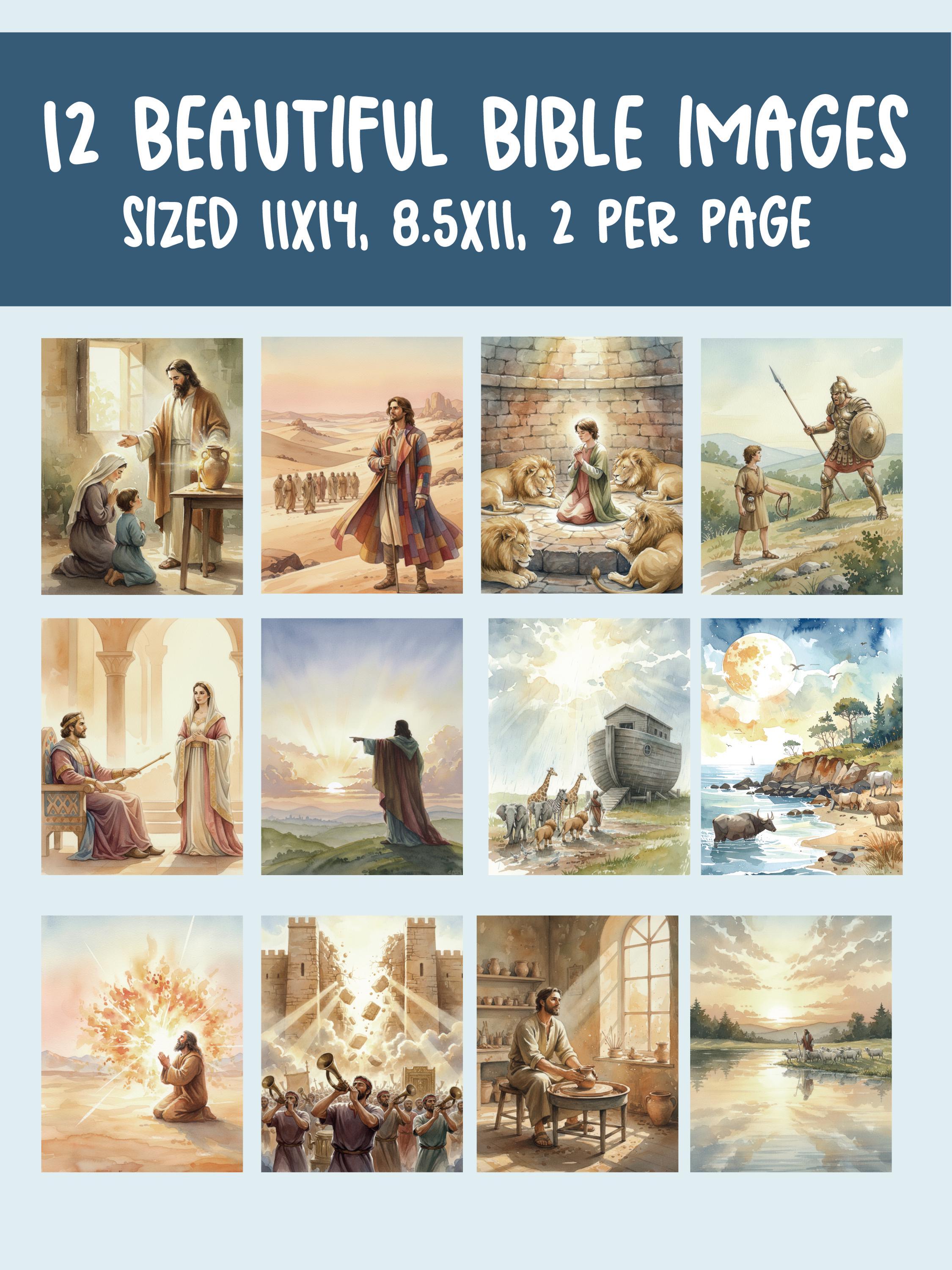 Old Testament Primary Bulletin Board Printable | 12 Bible Story Images ...