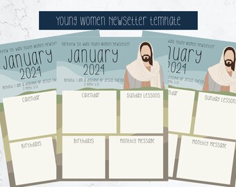 2024 Young Women Newsletter with 2024 Youth Theme I am a disciple of Jesus Christ | Newsletter Template for Young Women