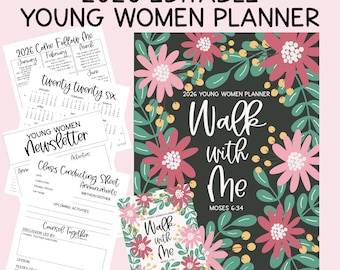 Young Women Planner 2026 for Class Presidency | Young Women Binder 2026 | Printable YW Binder | YW Theme - Walk With Me Youth Theme