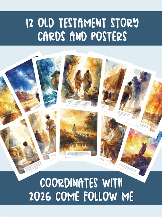 Old Testament Bible Story Cards | For Come Follow Me 2026 | Scripture Posters for Primary & Classroom Bulletin Boards