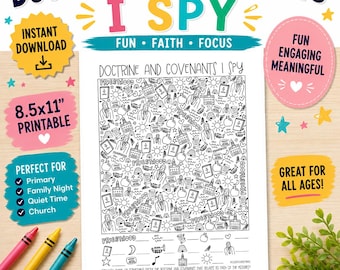 Doctrine and Covenants I Spy |  Activity Day ideas | Primary Come Follow Me Ideas | Primary Gift