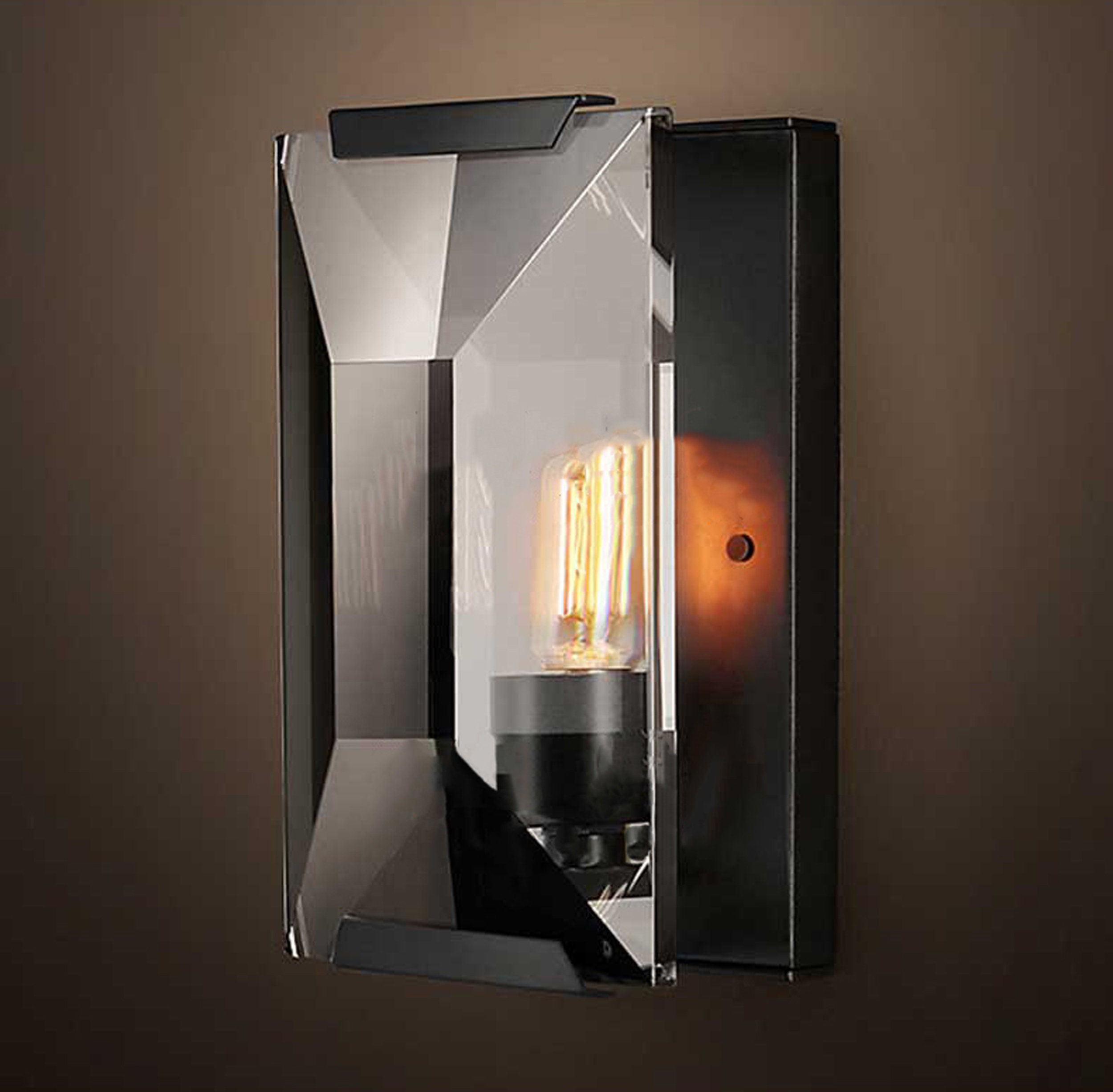 Luxury Crystal Handmade Geometric Wall Lamp With Clear Glass Etsy