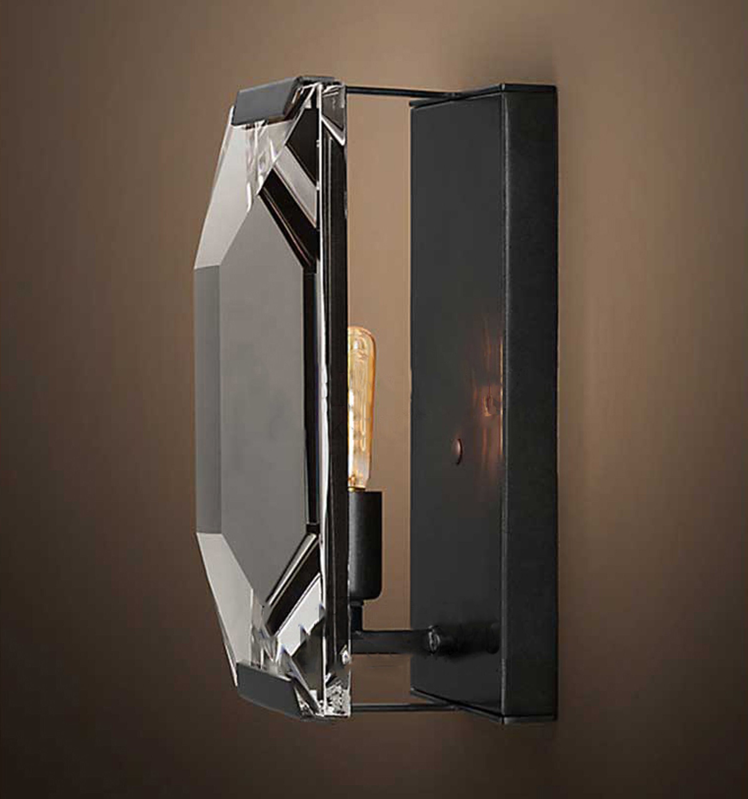 Luxury Crystal Handmade Geometric Wall Lamp With Clear Glass Etsy