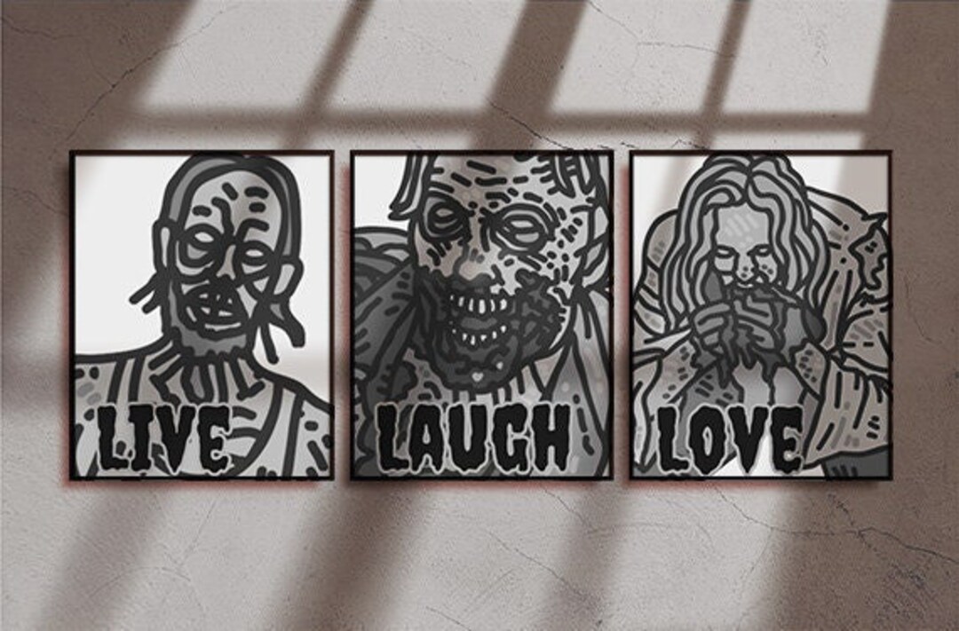 The Undead Trio Wall Art Occult Wall Art Horror Wall Art Creepy Wall ...