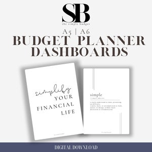 planner dashboards | a6 dashboard | a5 dashboard | minimalist planner dashboards