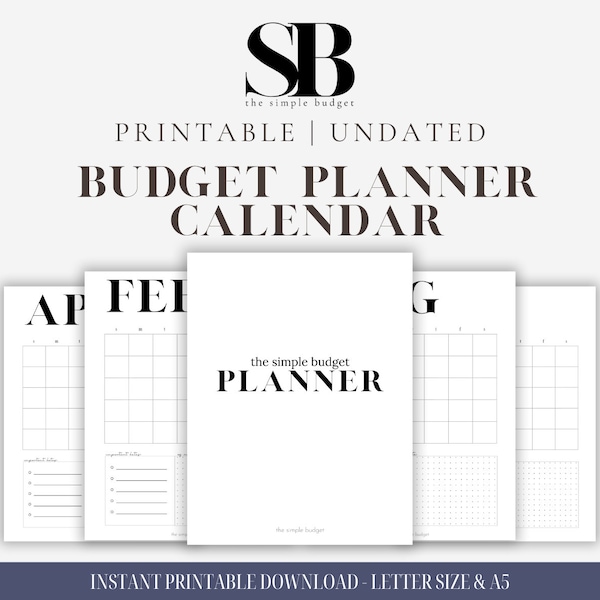 minimalist undated planner calendar | month at a glance | calendar