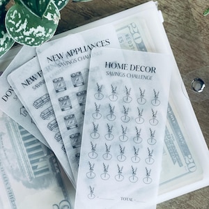PRINTED new home savings challenges | savings challenge bundle | cash stuffing