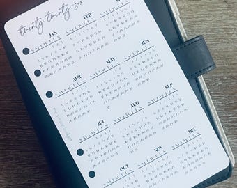 PRINTED - 2026 year at a glance dashboard | cash binder dashboard | planner dashboard | elegant dashboard | year at a glance