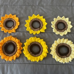 Crochet sunflower scrunchie