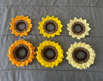 Crochet sunflower scrunchie