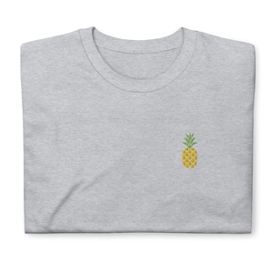 Embroidered Pineapple Shirt, Pineapple Lover, Summer Shirt, Vacation Shirt, Minimalist Clothing, Short-Sleeve Unisex T-Shirt