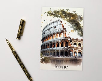 Postal de Roma coleccionable de postal de viaje de Roma, postal digital de Roma, impresión de descarga instantánea, pintura de acuarela