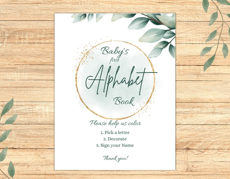 Baby's First Alphabet Book, Baby Shower Printable, Baby's ABC Book ...