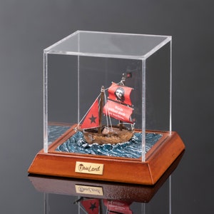 Custom Sailboat Miniature: Walnut Shell Diorama, Nautical Decor
