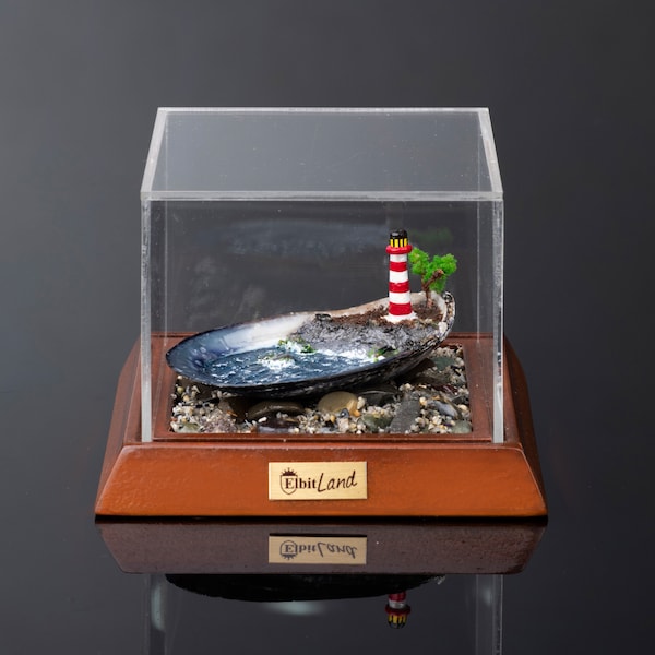 Miniature lighthouse diorama, mussel shell, tiny things, sealife, home decor, hobby collection, terrarium, handmade, Nautical Christmas Gift